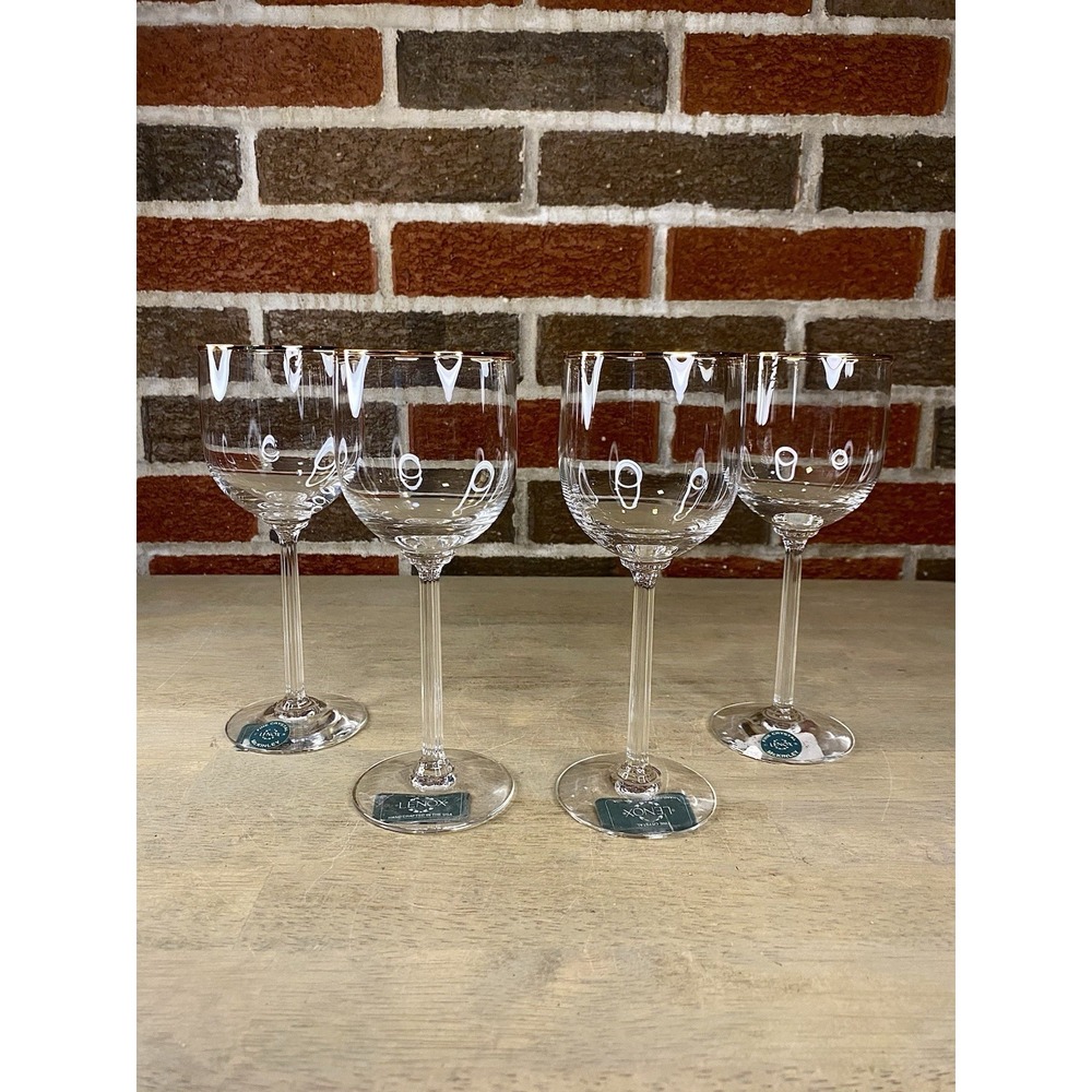 Lenox Crystal MCKINLEY 7 1/4" Wine Glasses Set Of 4 22 kt Gold Rim